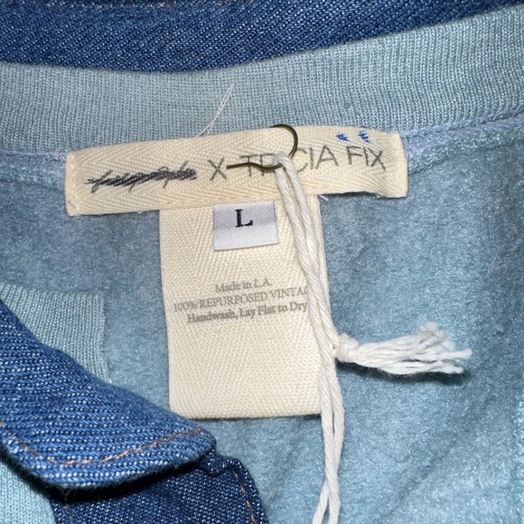 Free People X Tricia Fix Denim Collar Pullover NEW - Picture 6 of 6